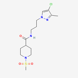 molecular formula C14H23ClN4O3S B4702521 N-[3-(4-chloro-3-methyl-1H-pyrazol-1-yl)propyl]-1-(methylsulfonyl)-4-piperidinecarboxamide 