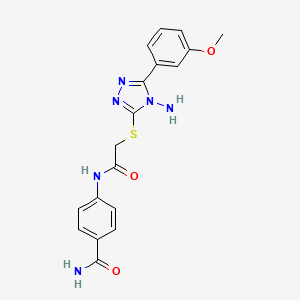 molecular formula C18H18N6O3S B4702524 4-[({[4-amino-5-(3-methoxyphenyl)-4H-1,2,4-triazol-3-yl]thio}acetyl)amino]benzamide 