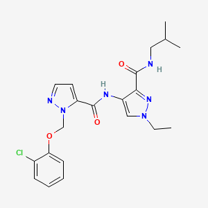 molecular formula C21H25ClN6O3 B4702528 4-[({1-[(2-chlorophenoxy)methyl]-1H-pyrazol-5-yl}carbonyl)amino]-1-ethyl-N-isobutyl-1H-pyrazole-3-carboxamide 