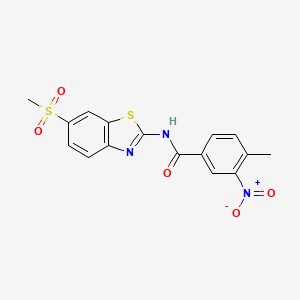 molecular formula C16H13N3O5S2 B4702537 4-methyl-N-[6-(methylsulfonyl)-1,3-benzothiazol-2-yl]-3-nitrobenzamide 