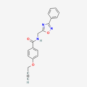molecular formula C19H15N3O3 B4702575 N-[(3-phenyl-1,2,4-oxadiazol-5-yl)methyl]-4-(2-propyn-1-yloxy)benzamide 