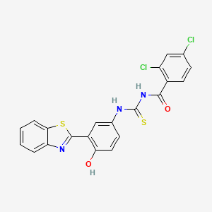 molecular formula C21H13Cl2N3O2S2 B4702592 N-({[3-(1,3-benzothiazol-2-yl)-4-hydroxyphenyl]amino}carbonothioyl)-2,4-dichlorobenzamide 