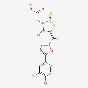molecular formula C16H9Cl2NO4S2 B4702600 (5-{[5-(3,4-dichlorophenyl)-2-furyl]methylene}-4-oxo-2-thioxo-1,3-thiazolidin-3-yl)acetic acid 