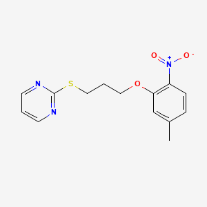 molecular formula C14H15N3O3S B4702609 2-{[3-(5-methyl-2-nitrophenoxy)propyl]thio}pyrimidine 