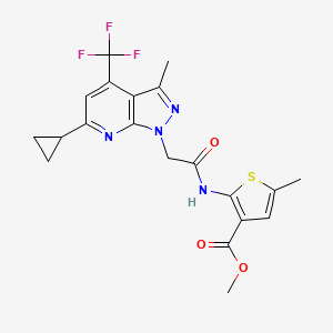 methyl 2-({[6-cyclopropyl-3-methyl-4-(trifluoromethyl)-1H-pyrazolo[3,4-b]pyridin-1-yl]acetyl}amino)-5-methyl-3-thiophenecarboxylate