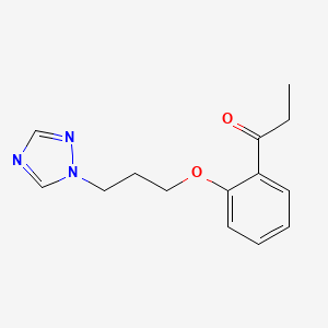 molecular formula C14H17N3O2 B4702623 1-{2-[3-(1H-1,2,4-triazol-1-yl)propoxy]phenyl}-1-propanone 