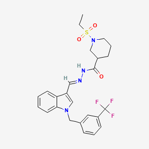 molecular formula C25H27F3N4O3S B4702628 1-(ethylsulfonyl)-N'-({1-[3-(trifluoromethyl)benzyl]-1H-indol-3-yl}methylene)-3-piperidinecarbohydrazide 