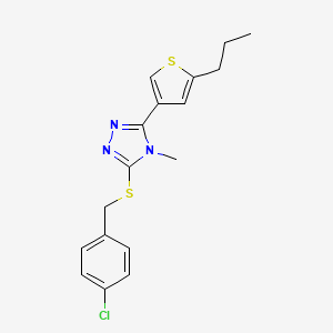 molecular formula C17H18ClN3S2 B4702657 3-[(4-chlorobenzyl)thio]-4-methyl-5-(5-propyl-3-thienyl)-4H-1,2,4-triazole 