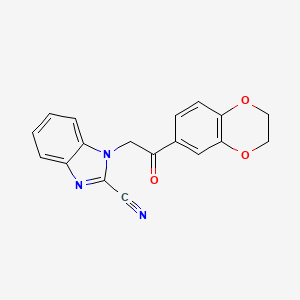 molecular formula C18H13N3O3 B4702733 1-[2-(2,3-dihydro-1,4-benzodioxin-6-yl)-2-oxoethyl]-1H-benzimidazole-2-carbonitrile 