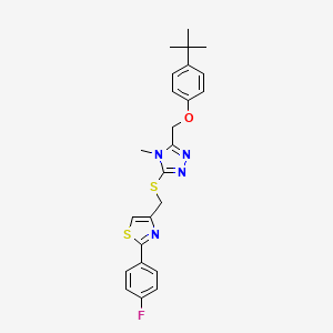 molecular formula C24H25FN4OS2 B4702743 3-[(4-tert-butylphenoxy)methyl]-5-({[2-(4-fluorophenyl)-1,3-thiazol-4-yl]methyl}thio)-4-methyl-4H-1,2,4-triazole 