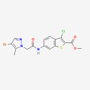 molecular formula C16H13BrClN3O3S B4702819 methyl 6-{[(4-bromo-5-methyl-1H-pyrazol-1-yl)acetyl]amino}-3-chloro-1-benzothiophene-2-carboxylate 