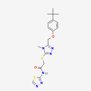 molecular formula C18H22N6O2S2 B4702836 2-({5-[(4-tert-butylphenoxy)methyl]-4-methyl-4H-1,2,4-triazol-3-yl}thio)-N-1,3,4-thiadiazol-2-ylacetamide 