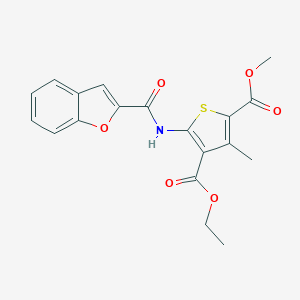 molecular formula C19H17NO6S B470285 4-Ethyl 2-methyl 5-[(1-benzofuran-2-ylcarbonyl)amino]-3-methyl-2,4-thiophenedicarboxylate CAS No. 433947-47-8