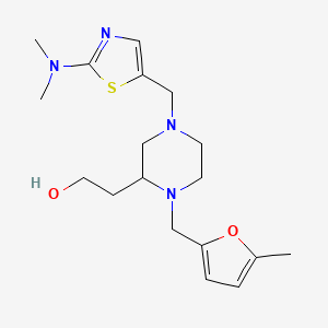 2-{4-{[2-(dimethylamino)-1,3-thiazol-5-yl]methyl}-1-[(5-methyl-2-furyl)methyl]-2-piperazinyl}ethanol