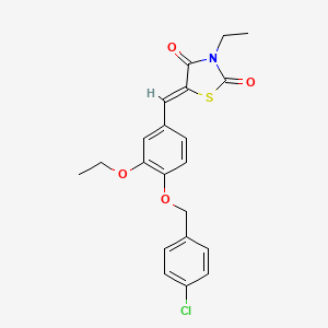 molecular formula C21H20ClNO4S B4702855 5-{4-[(4-chlorobenzyl)oxy]-3-ethoxybenzylidene}-3-ethyl-1,3-thiazolidine-2,4-dione 
