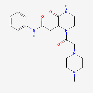 molecular formula C19H27N5O3 B4702881 2-{1-[(4-methyl-1-piperazinyl)acetyl]-3-oxo-2-piperazinyl}-N-phenylacetamide 