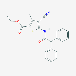 molecular formula C23H20N2O3S B470290 Ethyl 4-cyano-5-[(diphenylacetyl)amino]-3-methyl-2-thiophenecarboxylate CAS No. 462614-31-9