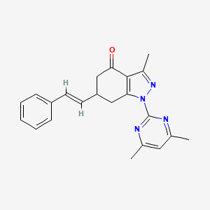 molecular formula C22H22N4O B4702921 1-(4,6-dimethyl-2-pyrimidinyl)-3-methyl-6-(2-phenylvinyl)-1,5,6,7-tetrahydro-4H-indazol-4-one 