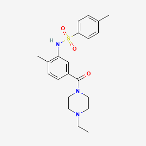 molecular formula C21H27N3O3S B4702957 N-{5-[(4-ethyl-1-piperazinyl)carbonyl]-2-methylphenyl}-4-methylbenzenesulfonamide 