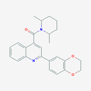 molecular formula C25H26N2O3 B4702960 2-(2,3-dihydro-1,4-benzodioxin-6-yl)-4-[(2,6-dimethyl-1-piperidinyl)carbonyl]quinoline 