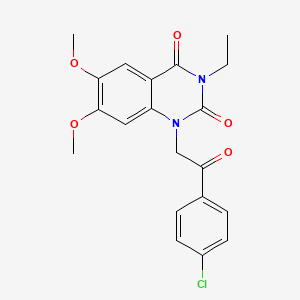 molecular formula C20H19ClN2O5 B4702969 1-[2-(4-chlorophenyl)-2-oxoethyl]-3-ethyl-6,7-dimethoxy-2,4(1H,3H)-quinazolinedione 