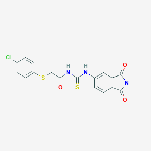 molecular formula C18H14ClN3O3S2 B470297 2-(4-chlorophenyl)sulfanyl-N-[(2-methyl-1,3-dioxoisoindol-5-yl)carbamothioyl]acetamide CAS No. 445416-09-1
