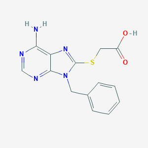 molecular formula C14H13N5O2S B470299 [(6-氨基-9-苄基-9H-嘌呤-8-基)硫代]乙酸 CAS No. 321418-06-8