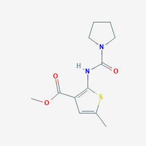 molecular formula C12H16N2O3S B4703027 methyl 5-methyl-2-[(1-pyrrolidinylcarbonyl)amino]-3-thiophenecarboxylate 