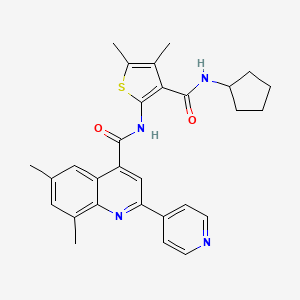 molecular formula C29H30N4O2S B4703033 N-{3-[(cyclopentylamino)carbonyl]-4,5-dimethyl-2-thienyl}-6,8-dimethyl-2-(4-pyridinyl)-4-quinolinecarboxamide 