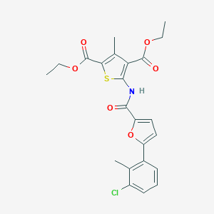 molecular formula C23H22ClNO6S B470309 Diethyl 5-{[5-(3-chloro-2-methylphenyl)-2-furoyl]amino}-3-methyl-2,4-thiophenedicarboxylate CAS No. 445416-38-6