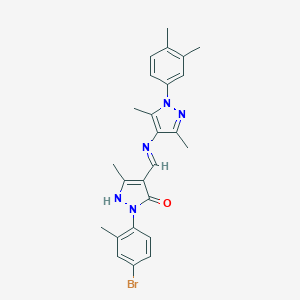 molecular formula C25H26BrN5O B470317 2-(4-bromo-2-methylphenyl)-4-({[1-(3,4-dimethylphenyl)-3,5-dimethyl-1H-pyrazol-4-yl]amino}methylene)-5-methyl-2,4-dihydro-3H-pyrazol-3-one 