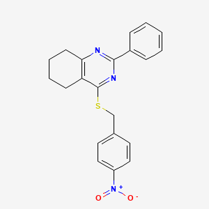 molecular formula C21H19N3O2S B4703208 4-[(4-nitrobenzyl)thio]-2-phenyl-5,6,7,8-tetrahydroquinazoline 