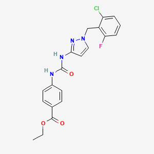 molecular formula C20H18ClFN4O3 B4703283 ethyl 4-[({[1-(2-chloro-6-fluorobenzyl)-1H-pyrazol-3-yl]amino}carbonyl)amino]benzoate 