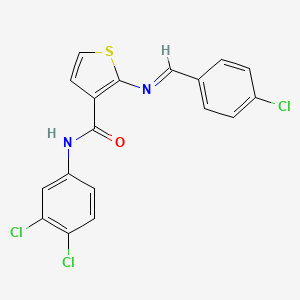 molecular formula C18H11Cl3N2OS B4703287 2-[(4-chlorobenzylidene)amino]-N-(3,4-dichlorophenyl)-3-thiophenecarboxamide 