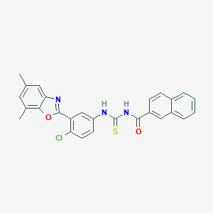 molecular formula C27H20ClN3O2S B470332 N-{[4-chloro-3-(5,7-dimethyl-1,3-benzoxazol-2-yl)phenyl]carbamothioyl}naphthalene-2-carboxamide CAS No. 445416-93-3