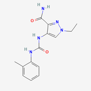 molecular formula C14H17N5O2 B4703320 1-ethyl-4-({[(2-methylphenyl)amino]carbonyl}amino)-1H-pyrazole-3-carboxamide 
