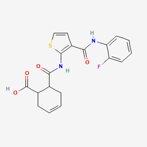 molecular formula C19H17FN2O4S B4703322 6-{[(3-{[(2-fluorophenyl)amino]carbonyl}-2-thienyl)amino]carbonyl}-3-cyclohexene-1-carboxylic acid 
