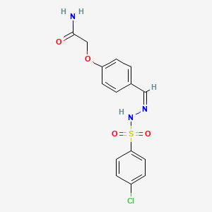 molecular formula C15H14ClN3O4S B4703325 2-(4-{2-[(4-chlorophenyl)sulfonyl]carbonohydrazonoyl}phenoxy)acetamide 