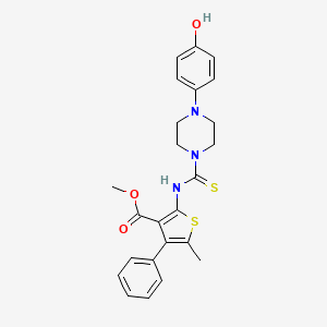 molecular formula C24H25N3O3S2 B4703363 methyl 2-({[4-(4-hydroxyphenyl)-1-piperazinyl]carbonothioyl}amino)-5-methyl-4-phenyl-3-thiophenecarboxylate 