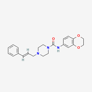 molecular formula C22H25N3O3 B4703408 N-(2,3-dihydro-1,4-benzodioxin-6-yl)-4-(3-phenyl-2-propen-1-yl)-1-piperazinecarboxamide 