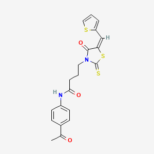 molecular formula C20H18N2O3S3 B4703437 N-(4-acetylphenyl)-4-[4-oxo-5-(2-thienylmethylene)-2-thioxo-1,3-thiazolidin-3-yl]butanamide 