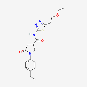 molecular formula C19H24N4O3S B4703447 N-[5-(2-ethoxyethyl)-1,3,4-thiadiazol-2-yl]-1-(4-ethylphenyl)-5-oxo-3-pyrrolidinecarboxamide 