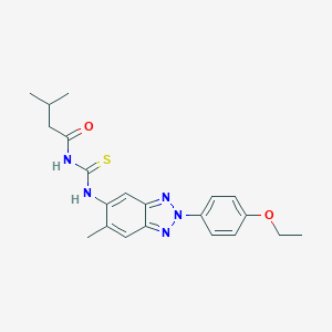 molecular formula C21H25N5O2S B470351 N-{[2-(4-ethoxyphenyl)-6-methyl-2H-benzotriazol-5-yl]carbamothioyl}-3-methylbutanamide CAS No. 445417-19-6