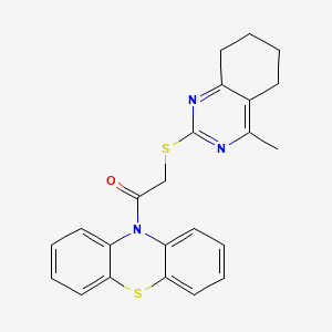 molecular formula C23H21N3OS2 B4703544 10-{[(4-methyl-5,6,7,8-tetrahydro-2-quinazolinyl)thio]acetyl}-10H-phenothiazine 