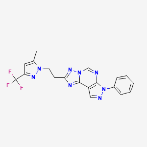 2-{2-[5-methyl-3-(trifluoromethyl)-1H-pyrazol-1-yl]ethyl}-7-phenyl-7H-pyrazolo[4,3-e][1,2,4]triazolo[1,5-c]pyrimidine