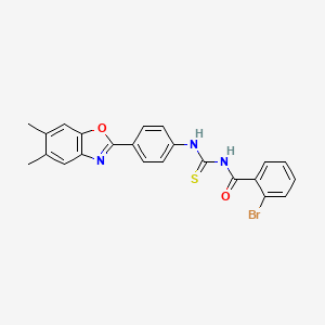 molecular formula C23H18BrN3O2S B4703587 2-bromo-N-({[4-(5,6-dimethyl-1,3-benzoxazol-2-yl)phenyl]amino}carbonothioyl)benzamide 