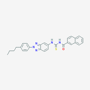 molecular formula C28H25N5OS B470359 N-[[2-(4-butylphenyl)benzotriazol-5-yl]carbamothioyl]naphthalene-2-carboxamide CAS No. 445418-00-8