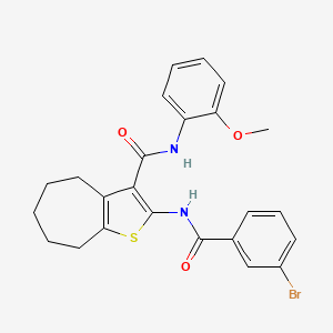 molecular formula C24H23BrN2O3S B4703591 2-[(3-bromobenzoyl)amino]-N-(2-methoxyphenyl)-5,6,7,8-tetrahydro-4H-cyclohepta[b]thiophene-3-carboxamide 