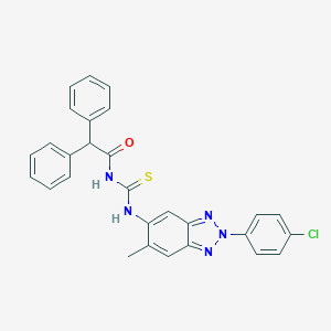 molecular formula C28H22ClN5OS B470360 N-[[2-(4-chlorophenyl)-6-methylbenzotriazol-5-yl]carbamothioyl]-2,2-diphenylacetamide CAS No. 445418-03-1