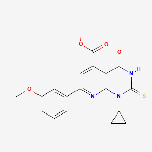 molecular formula C19H17N3O4S B4703640 methyl 1-cyclopropyl-2-mercapto-7-(3-methoxyphenyl)-4-oxo-1,4-dihydropyrido[2,3-d]pyrimidine-5-carboxylate 